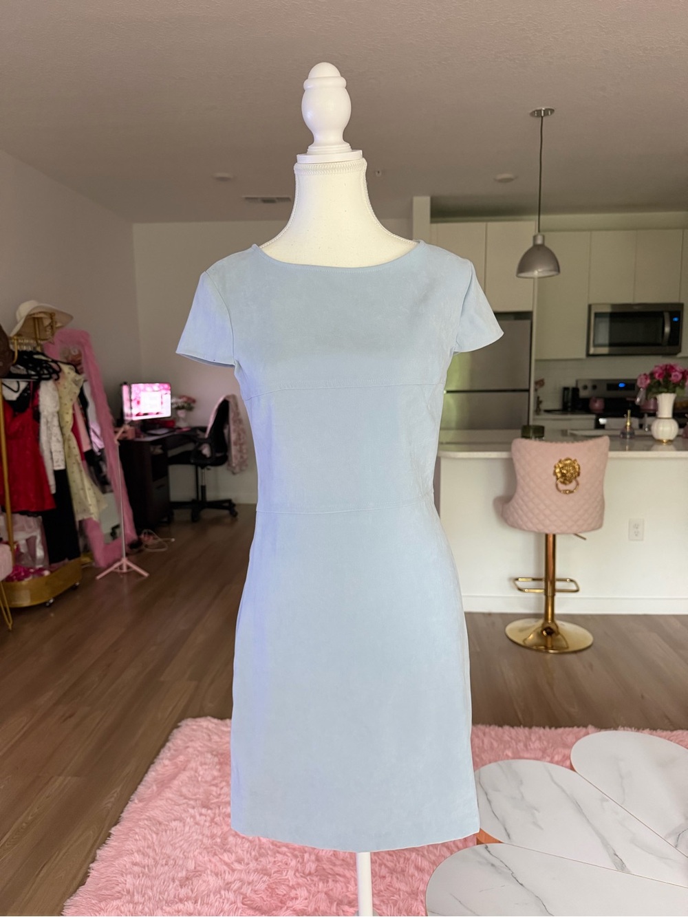 Rampage Pale Blue Short Sleeve Sheath Dress